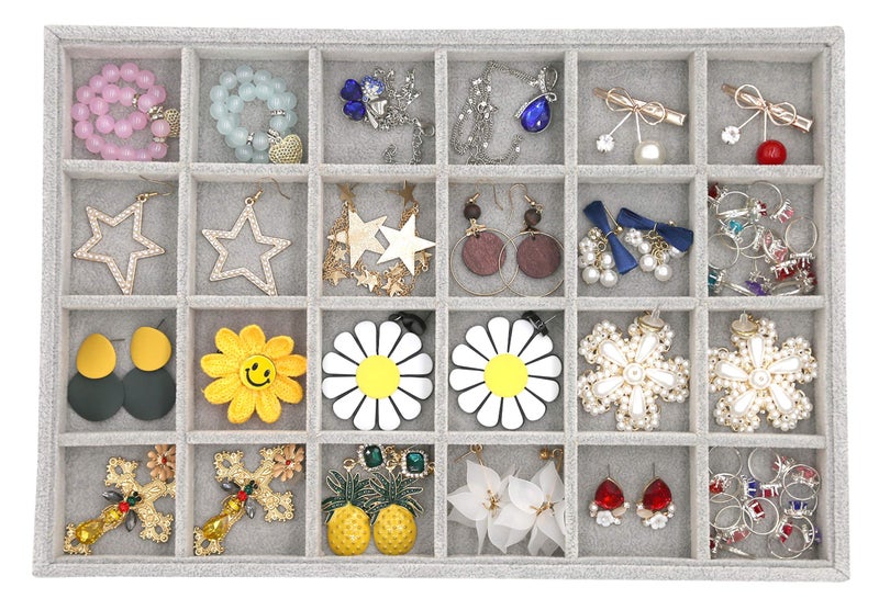 Stratalife Jewelry Organizer Stackable Earring Tray Drawer Inserts Large Drawer Jewelry Organizer Earring Display Jewelry Storage Show Case (24 Grid) - Image 1